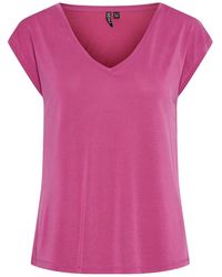 Pieces - Regular Fit V-Neck Knit T-Shirt - Lyst