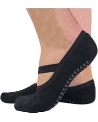 Sock Snob - 2 Pairs Ladies Non Slip Grip Invisible Pilates Yoga Socks With Straps - Lyst