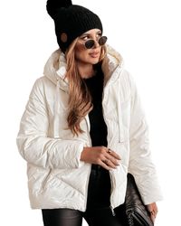 Azura Exchange - Gevoerde Puffer Jacket Met Capuchon - Lyst