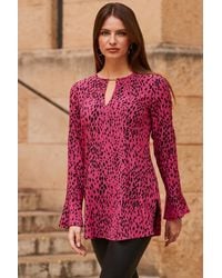 Sosandar - Print Keyhole Detail Top Viscose - Lyst