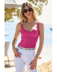 Sosandar - Raspberry Faux Wrap Premium Bandage Jersey Top - Lyst
