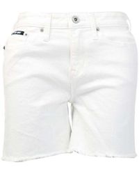 DKNY - Dames High Rise Cut Off Short In Wit - Lyst