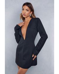 MissPap - Tailored Structured Tuxedo Detail Blazer Dress - Lyst