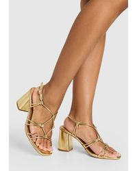 Boohoo - Wide Fit Strappy Knot Detail Block Heels - Lyst