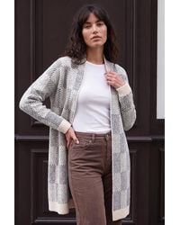 Roman - Soft Check Longline Cardigan - Lyst