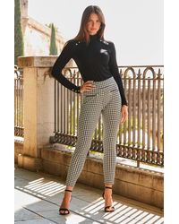 Sosandar - Dogtooth Print Leggings With Zip Detail Pockets - Lyst