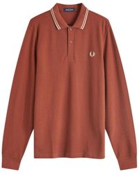 Fred Perry - Twin Tipped Collar Whisky Long Sleeve Polo Shirt - Lyst