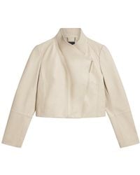 Ted Baker - Riyoze Leather Cropped Ivory Wrap Jacket - Lyst
