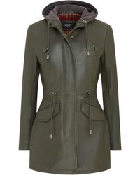 Infinity Leather - Mid Length Hooded Parka Jacket-Oakengates Lamb Leather - Lyst