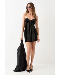 MissPap - Premium Tailored Mesh Panel Velvet Dress - Lyst