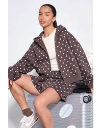 Boohoo - Polka Dot Boxy Zip Through Crop Hoodie - Lyst