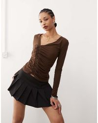 Collusion - Semi Sheer Asymmetric Neck Tights Top - Lyst