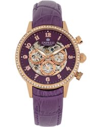 Empress - Beatrice Automatic Skeleton Dial Leather-Band Watch W/Day/Date - Lyst