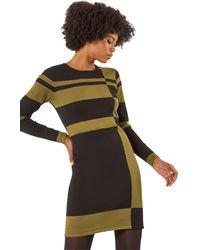 Roman - Colour Block Knitted Dress - Lyst