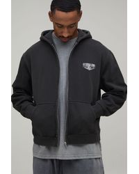 BoohooMAN - Oversized Boxy Moto Washed Zip Through Hoodie - Lyst