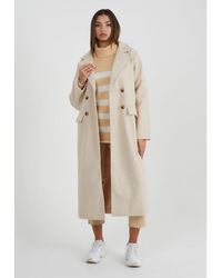Brave Soul - 'Annabell' Double Breasted Faux Wool Longline Coat - Lyst