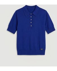 Karen Millen - Viscose Blend Collared Polo Top - Lyst