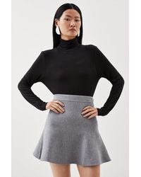 Karen Millen - Compact Wool Look Knit Flippy Mini Skirt - Lyst