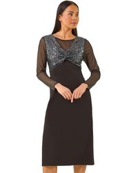 Roman - Petite Sequin Contrast Knot Midi Dress - Lyst