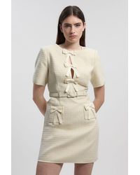 Karen Millen - Petite Tailored Tweed Bow Detail Mini Dress - Lyst