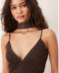 ASOS - Co-Ord Mesh Spot Cami Top With Neck Scarf - Lyst