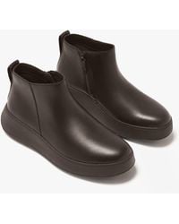 Fitflop - F-Mode Flatform Zip Ankle Boots Chocolate - Lyst