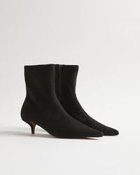 River Island - Sock Boots Faux Suede Pointed Toe Textile - Lyst