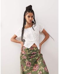 Reclaimed Vintage - Textured Jersey Split Front Short Sleeve Top - Lyst