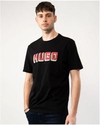 HUGO - Daqerio Cotton Jersey T-shirt With Logo Print - Lyst