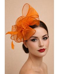 SVNX - Rose Bouquet With Big Bow & Feather Fascinator - Lyst