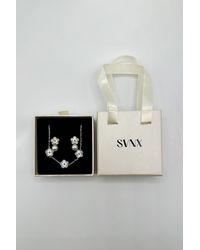 SVNX - Floral Pearl Stud Earrings & Bracelet - Lyst