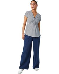 Roman Petite - Stripe Twist Soft V-Neck Stretch Top - Lyst