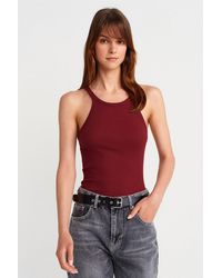 Dilvin - Ribbed Cotton Sleeveless Cami Blouse - Lyst