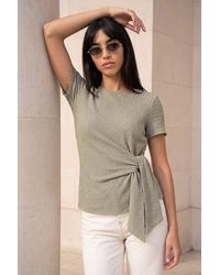 Roman - Petite Textured Side Tie Stretch Top - Lyst