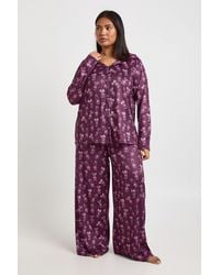 Boohoo - Plus Bows And Cocktails Print Long Sleeve Shirt & Trouser Pyjama Set - Lyst
