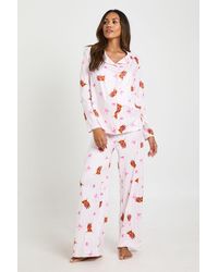 Boohoo - Maternity Highland Cow Print Long Sleeve Shirt And Trousers Pyjama Set - Lyst