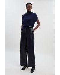 Karen Millen - Faux Leather Belt Detail Trousers - Lyst