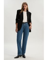 Karen Millen - Rigid Denim High Rise Straight Leg Jean - Lyst