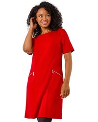 Roman - Petite Zip Detail Pocket Shift Dress - Lyst