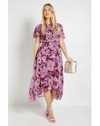 Wallis - Petite Floral Burn Out Cape Midi Dress - Lyst