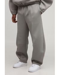 BoohooMAN - Plus Barrel Leg Pleat Front Bonded Scuba Joggers - Lyst