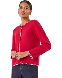 Roman - Heart Button Scallop Edge Cardigan - Lyst