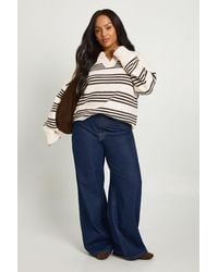 Boohoo - Plus Soft Knit Collared Oversized Jumper - Lyst