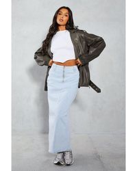 MissPap - Denim Zip Front Maxi Skirt - Lyst