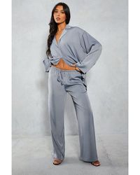 MissPap - Satin Mid Rise Drawstring Relaxed Trouser - Lyst
