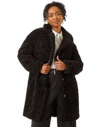 Roman - Petite Teddy Longline Coat - Lyst