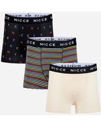 Nicce London - Multi 3-Pack Cotton Rich Boxer Briefs With Logo Waistband And Graphic Designs - Lyst