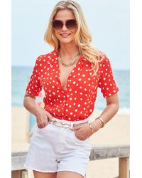 Sosandar - Spot Print Short Sleeve Relaxed Fit Shirt Denim - Lyst