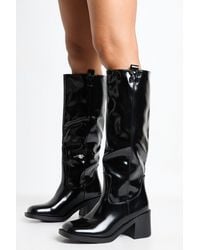 Boohoo - Western Block Heel Knee High Boots - Lyst