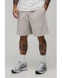 BoohooMAN - Baggy Fit Heavyweight Washed Embroidered Loopback Short - Lyst